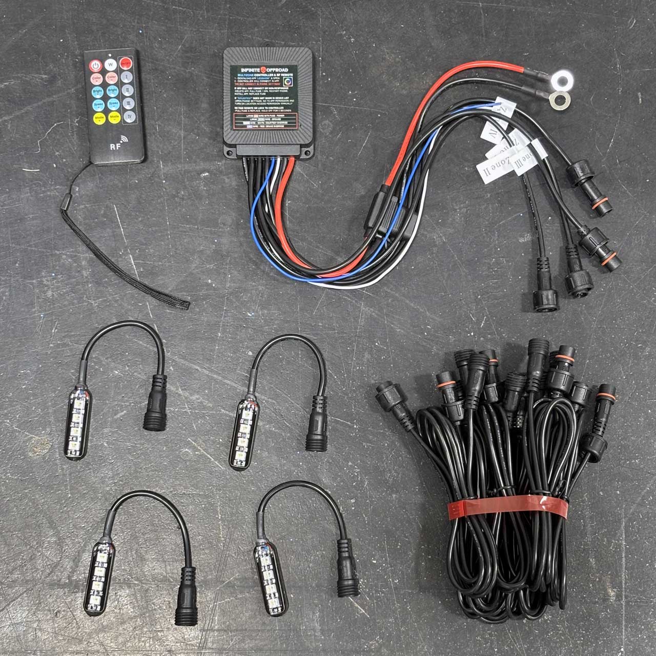 MONSTER RGBW Magnetic LED Rock Light 4 Piece Fender Well Set