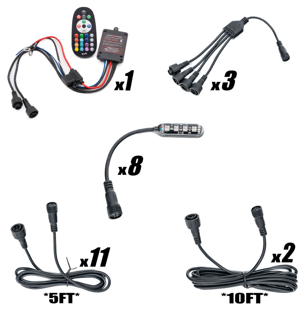 MONSTER RGBW Magnetic LED Rock Light 8 Piece Ground Coverage Set