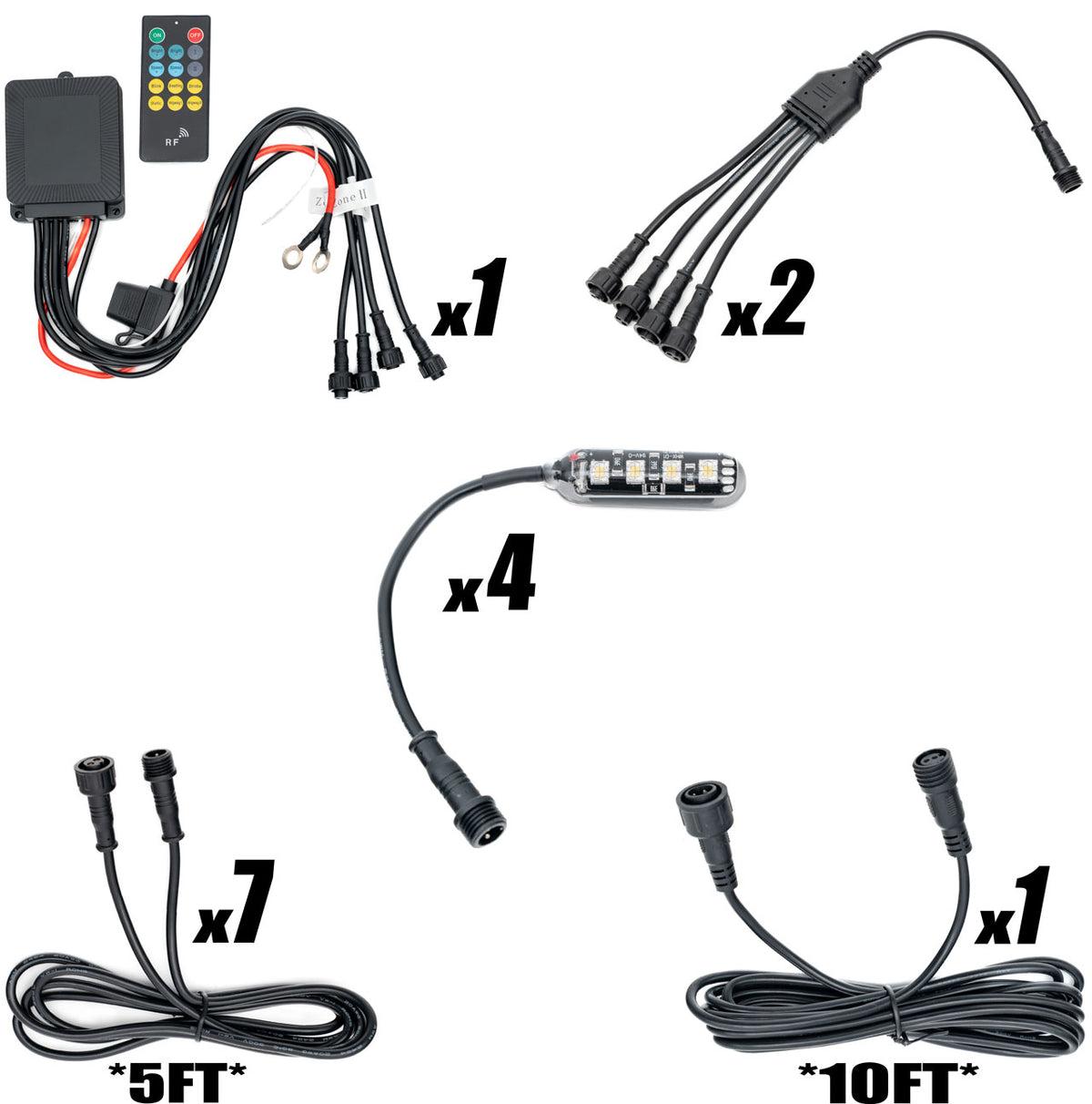 MONSTER White Magnetic LED Rock Light 4 Piece Fender Well Set