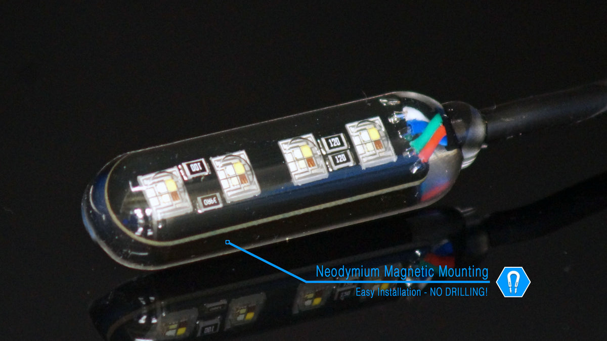MONSTER RGBW Magnetic LED Rock Light 8 Piece Ground Coverage Set