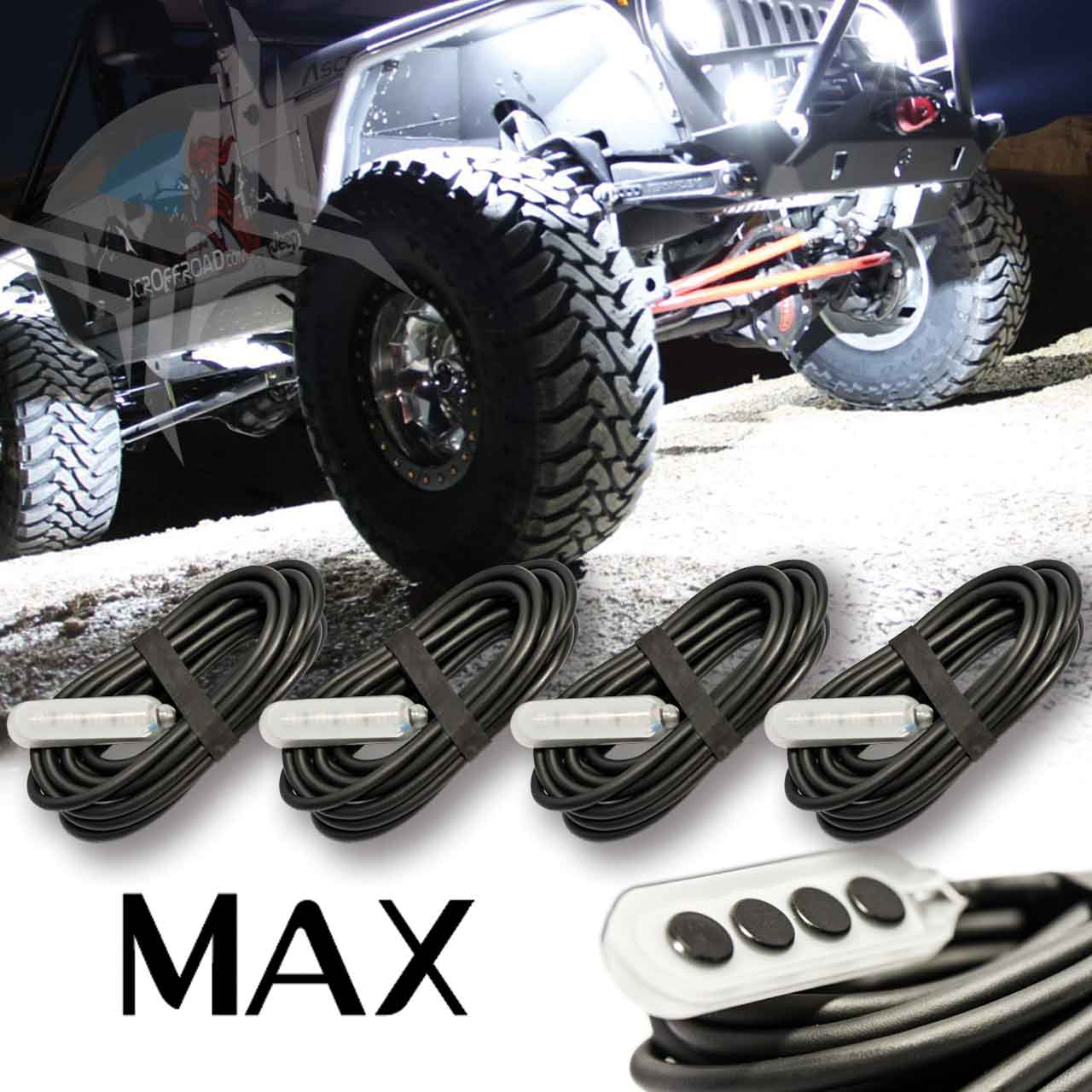 MAX LED Rock Light Kit Jeeps 4 Piece Fender Well Set - LUX Lighting Systems