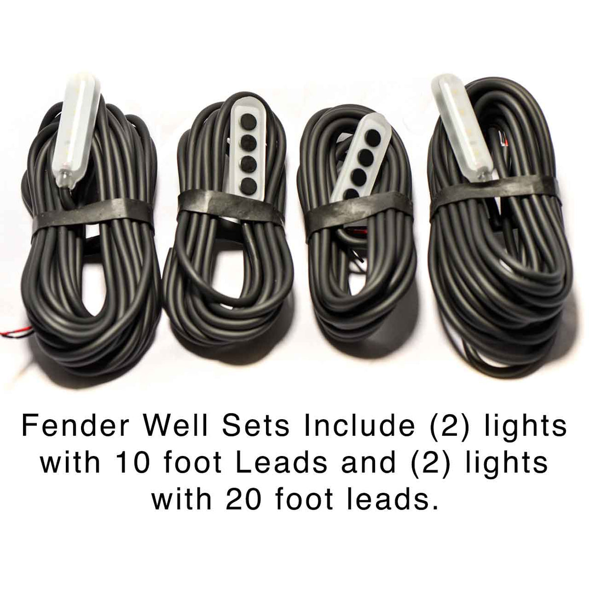 MAX White LED Rock Light Kit for Street 4 Piece Fender Well Set